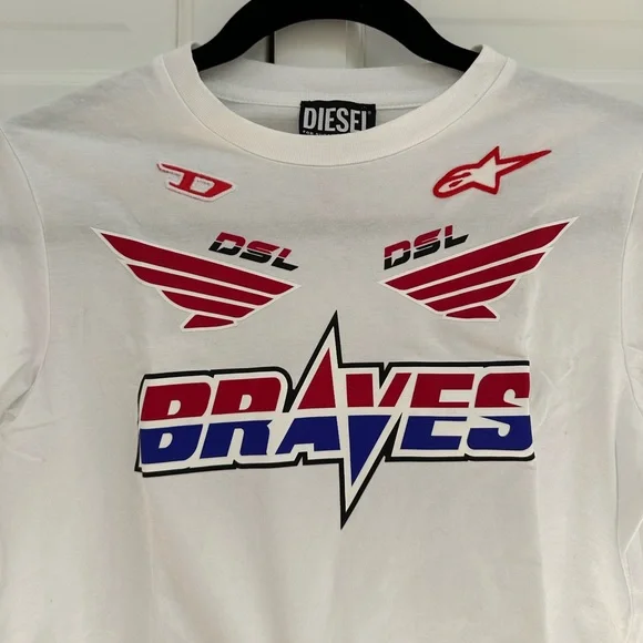 Diesel Cropped Tee with Graphics - Picture 2 of 13